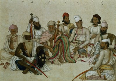 Nine Courtiers and Servants of the Raja Patiala by Indian School
